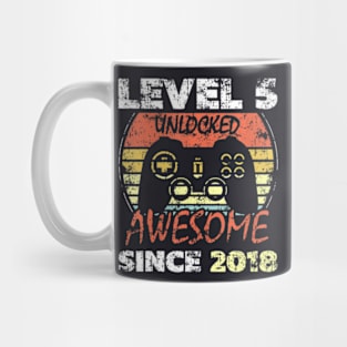 Level 5 Unlocked Awesome Since 2018 5Th Birthday Gaming Mug